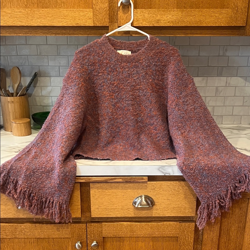 Cozy Pink Fringed Women's Sweater